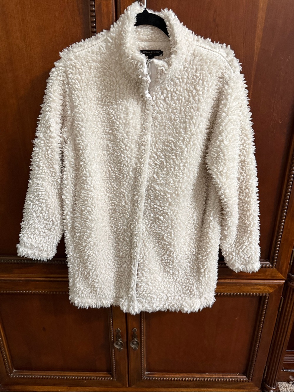 Banana Republic Cream Sherpa Zip-Up Jacket